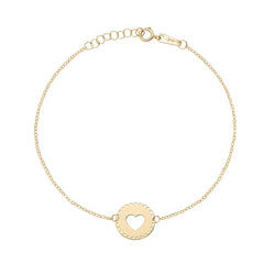 AMEN AU9BRCUVG3 Bracciale Medaglia Cuore Oro 9kt
