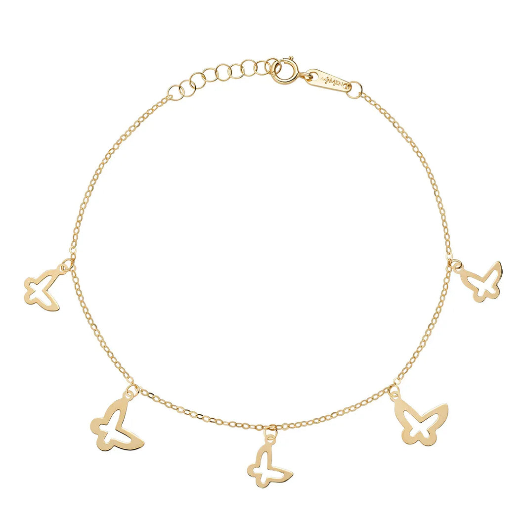 AMEN AU9BRMFAG Bracciale Farfalle Charm Oro 9kt