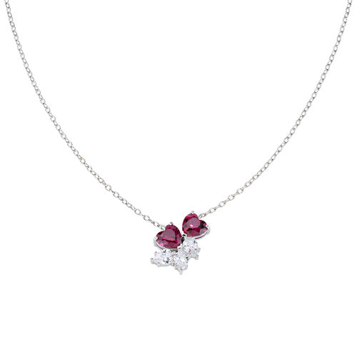 AMEN Collana con Cuori Rubino CL2HHBRBZ