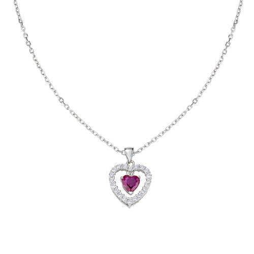 AMEN Collana Con Cuore Rubino Pendente CLHSHBRBZ