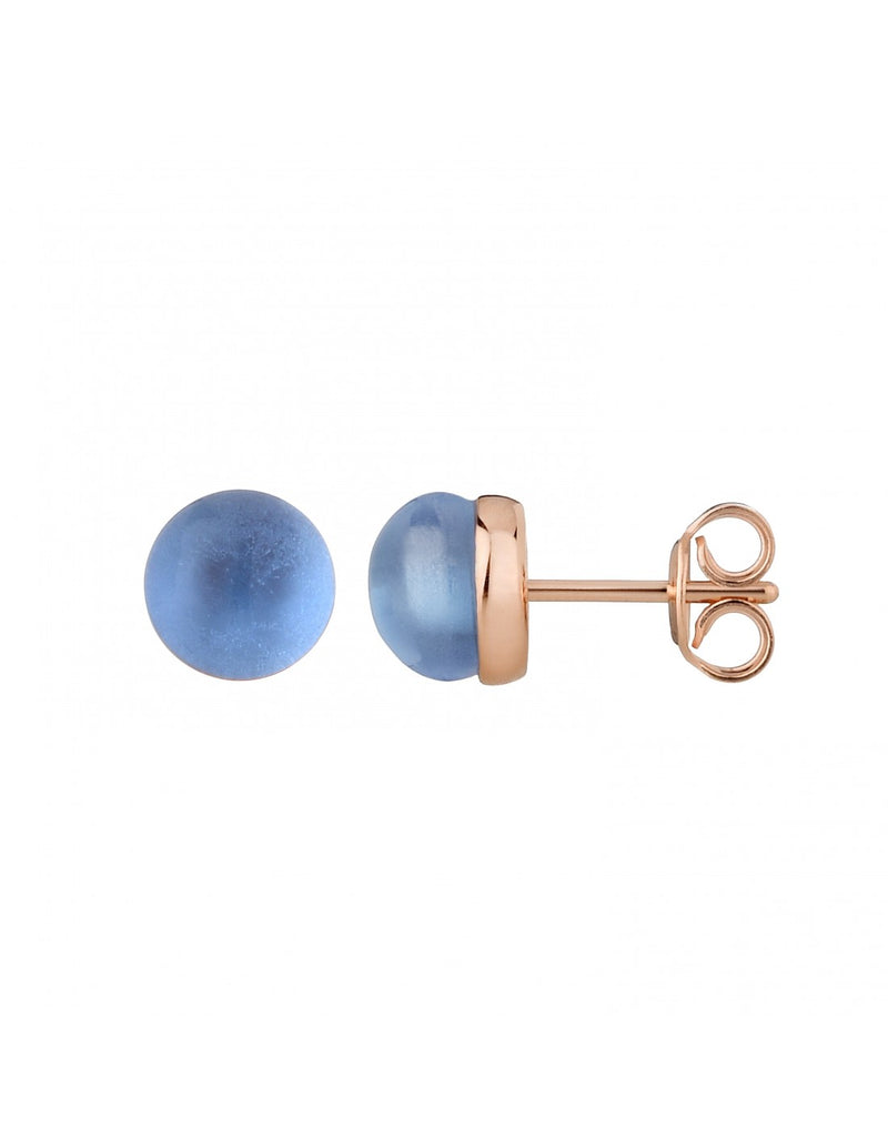 MIMI Orecchini Zabette in oro rosa 9k, doppiette di madreperla color azzurro O21VZKDAZ