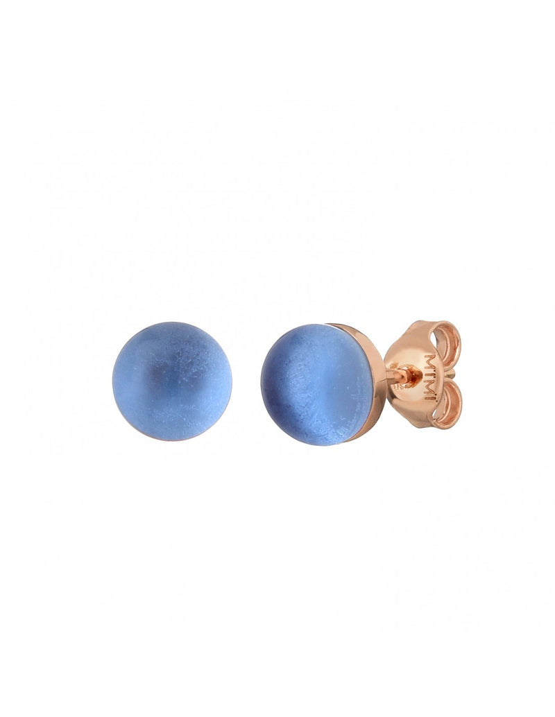 MIMI Orecchini Zabette in oro rosa 9k, doppiette di madreperla color azzurro O21VZKDAZ