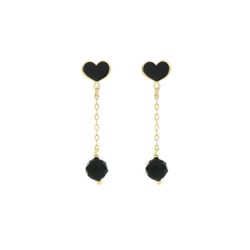 MAMAN ET SOPHIE OROND421CT COPPIA DI ORECCHINI LOBO CUORE MAMAN ONDA NERA E CATENA