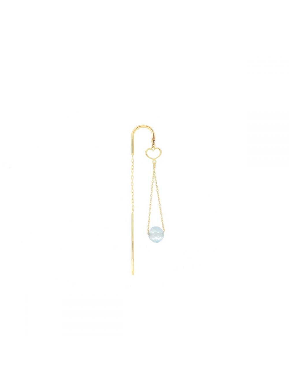 MAMAN ET SOPHIE ORSSOU1TA MONO ORECCHINO AGO CUORE MAMAN TOPAZIO AZZURRO 18KT