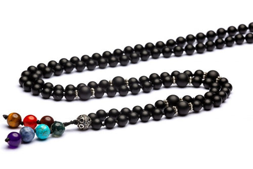 ANTRACITE COLLANA MALA TIBETANO VITA
