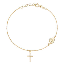 AMEN AU9BRCRMIG3 Bracciale Croce e Miracolosa Oro 9kt