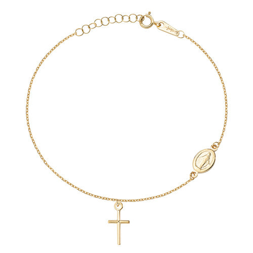 AMEN AU9BRCRMIG3 Bracciale Croce e Miracolosa Oro 9kt