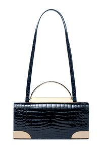 BARRESI MILANO Borsa Jasmine in Alligatore Blu Pacific