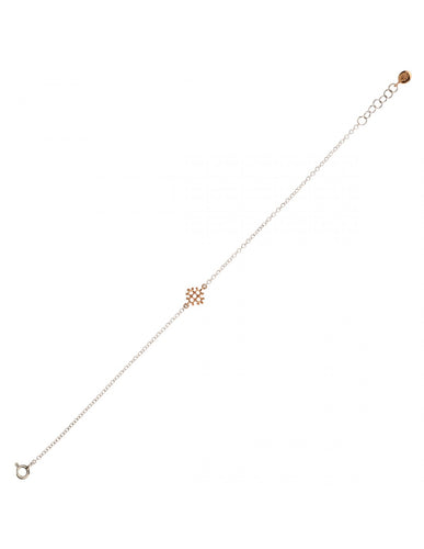 LAURENT GANDINI Bracciale mini croce fiorita argento e oro
