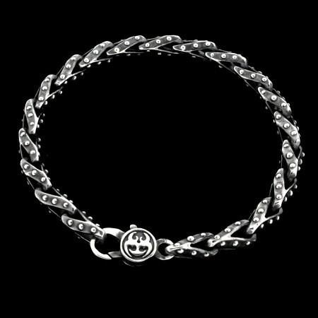 Manuel Bozzi bracciale a maglie borchiate Tribor argento - Barresi Cremona