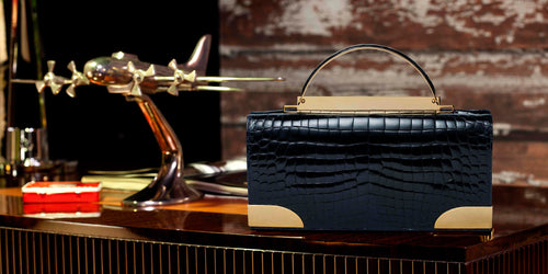 BARRESI MILANO Borsa Jasmine in Alligatore Blu Pacific