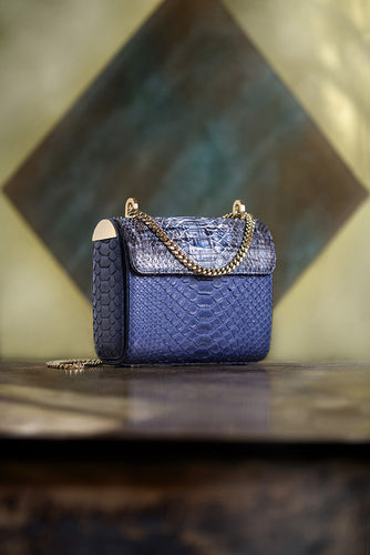 BARRESI MILANO Borsa Lucia in Pitone Blu
