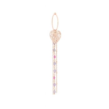 MAMAN ET SOPHIE ORAFC0 MONO ORECCHINO A CERCHIO CON CASCATA DI TANZANITE E CUORE VITTORIANO