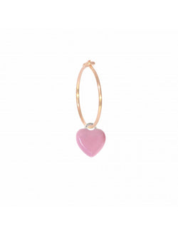 MAMAN ET SOPHIE AURUM ORCUB9P MONO ORECCHINO CUORE BOMBATO E SMALTATO ROSA IN ORO