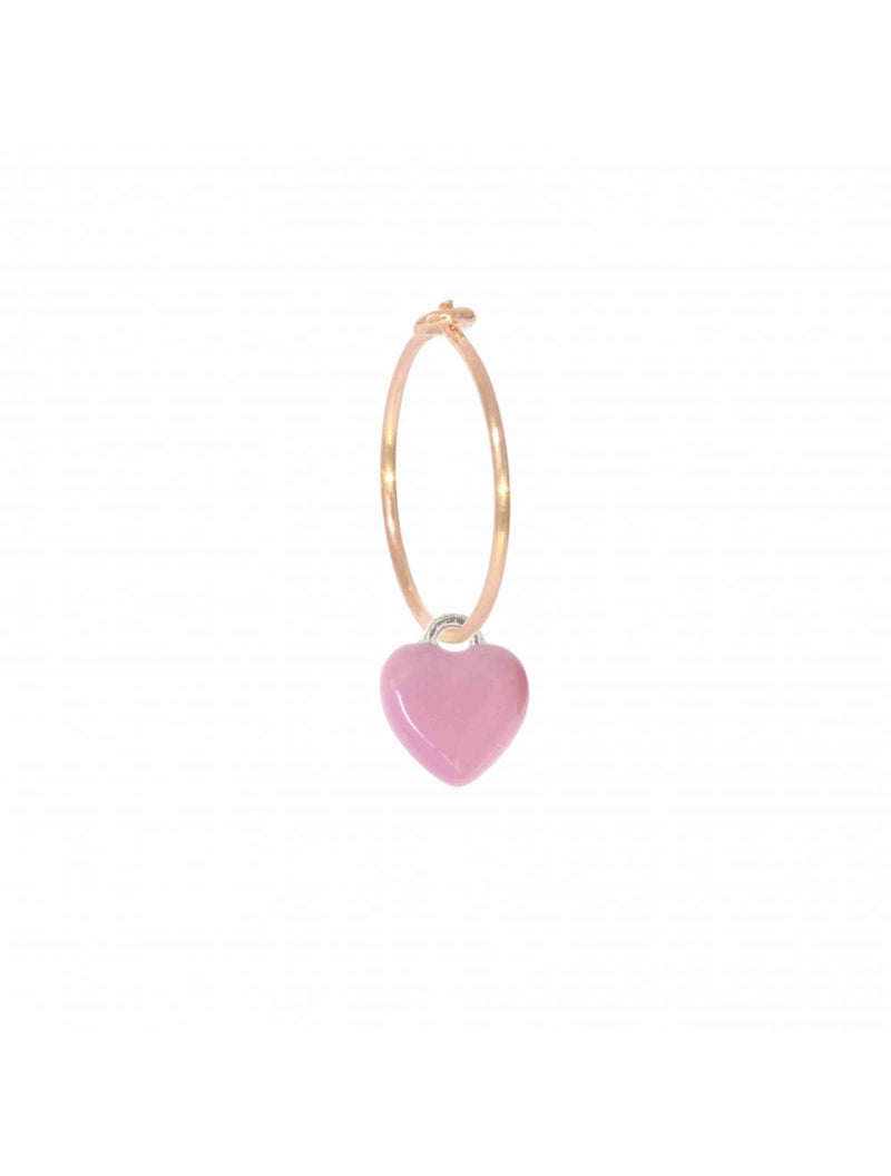 MAMAN ET SOPHIE AURUM ORCUB9P MONO ORECCHINO CUORE BOMBATO E SMALTATO ROSA IN ORO
