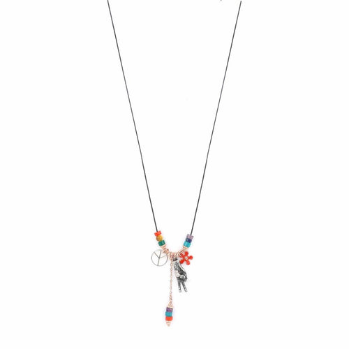 MAMAN ET SOPHIE PFRAI2PF COLLANA PENDENTE FILO MANO RAINBOW E CHARMS